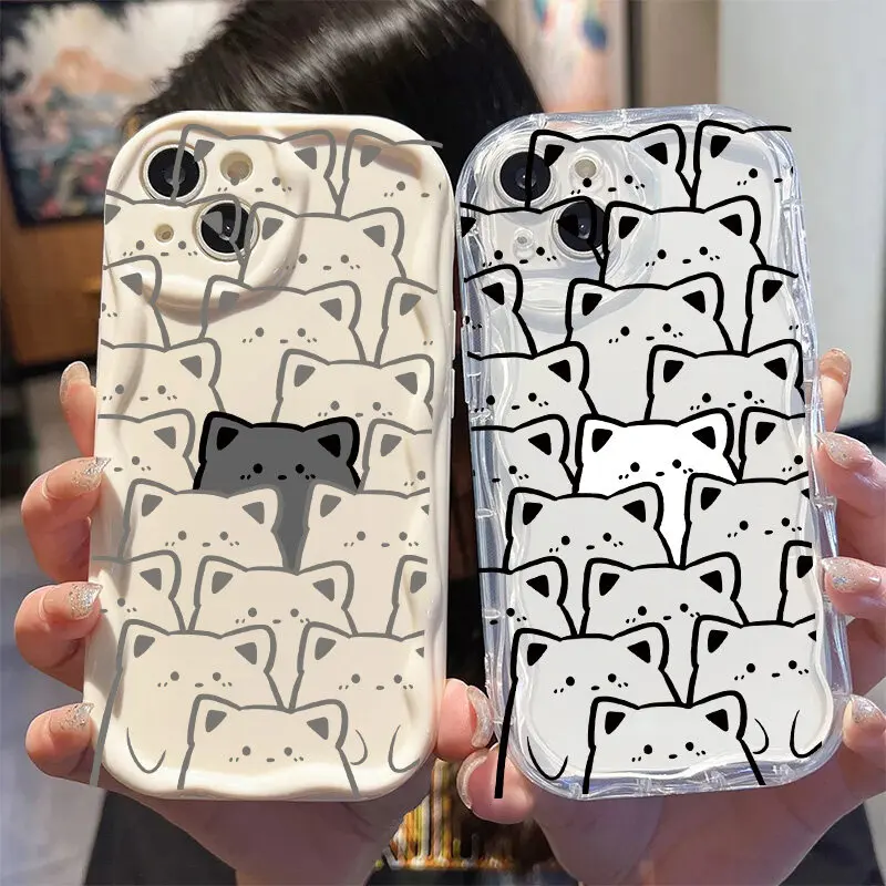 Cute Creative Music Cat Phone Case - Stylish Wave Cover Design