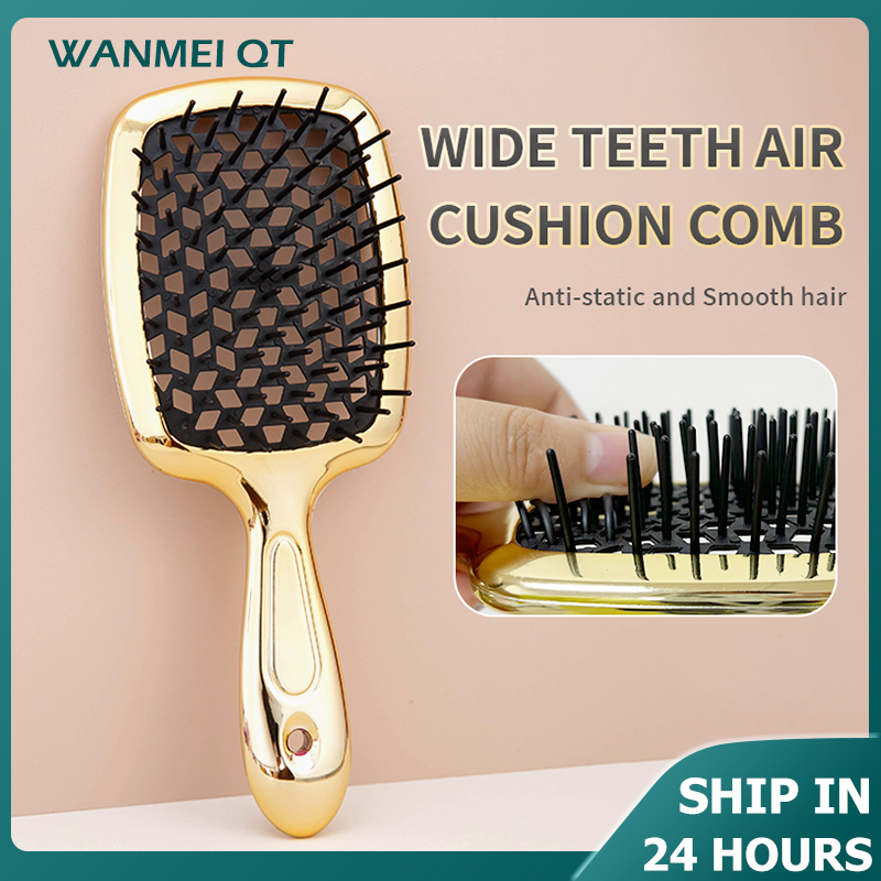1Pcs Air Cushion Comb GoldTangled Hair Comb Hair Brush Massage Anti-static Hollow Out Wet Curly Hair Brushes Salon Hair tools