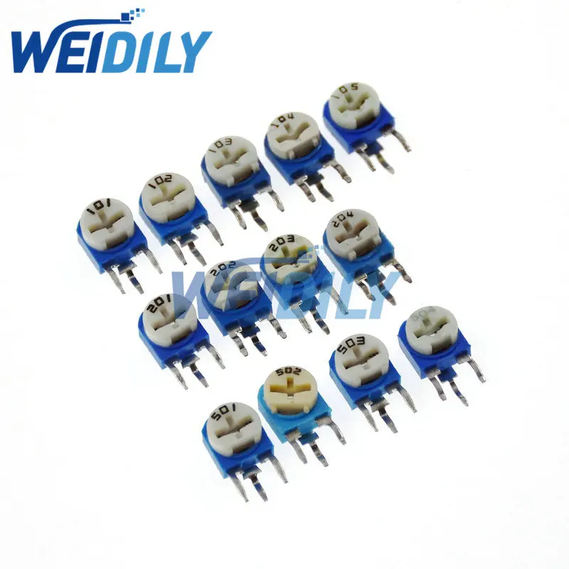 10PCS RM063 RM-063 100 200 500 1K 2K 5K 10K 20K 50K 100K 200K 500K 1M ohm Trimpot Trimmer Potentiometer variable resistor New