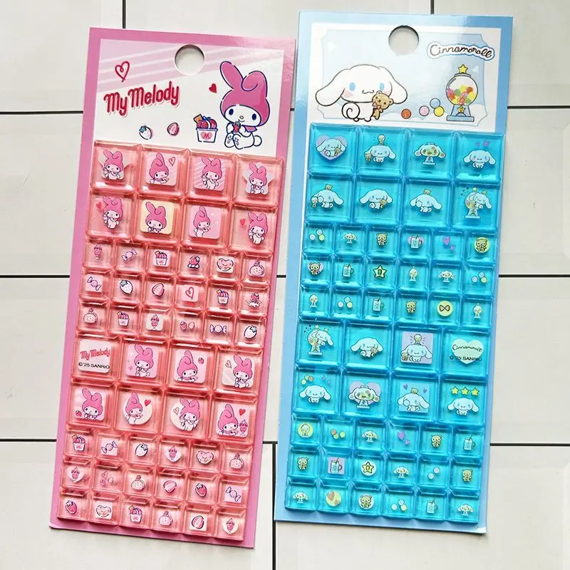 Hello Kitty 3D Square Stickers Anime Phone Laptop Luggage Decoration Creative DIY Rhinestone Decal Kids Toys Cartoon Gift