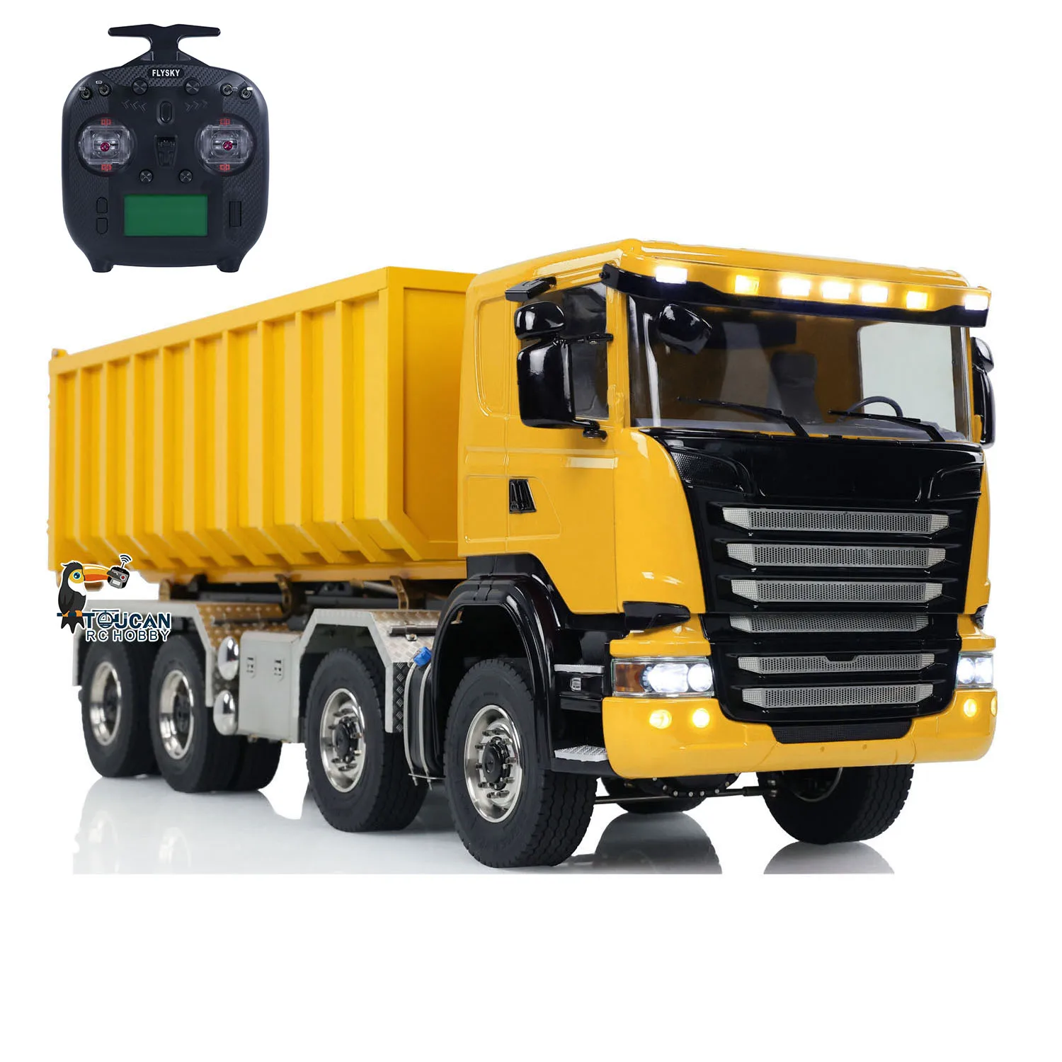 Metal 1:14 RC Hydraulic Roll-on Dump Truck 8x8 Full Dumper Car Model Sound Light Tipper Vehicle Toys for Boys TH23916 2