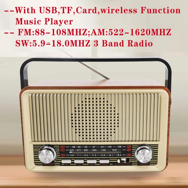 Portable Wooden Retro Bluetooth Radio Fm / Am / Sw Rechargeable Radio Card  Tf Usb Remote Control Bluetooth Speaker - Speakers - AliExpress