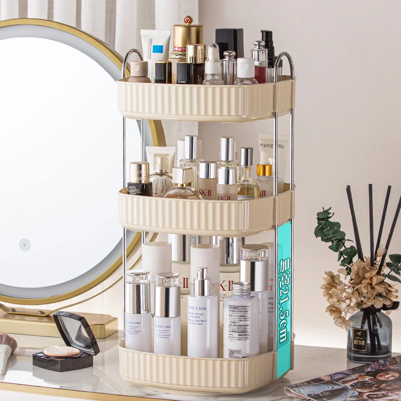 2/3 Layers Light Luxury Makeup Organizer 360° Rotating Desktop Cosmetic Storage Shelf Bathroom Organizer Skincare Rack 6