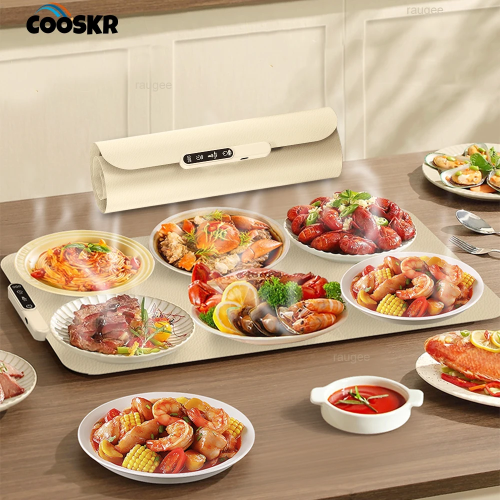 Chauffe-plat électrique pliable, plateau chauffant à chauffage rapide, maintien au chaud des aliments, plaque chauffante portable, 6 réglages de température 1 Chauffe-plat électrique pliable, plateau chauffant à chauffage rapide, maintien au chaud des aliments, plaque chauffante portable, 6 réglages de température 1