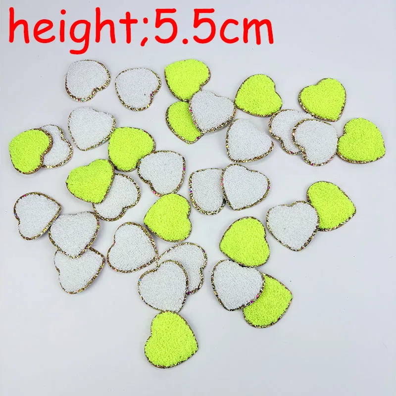 10Pcs/Lot Love Heart Wool Embroidery Patches Gold Glitter Edged Patches Iron On For DIY Crafts Sticker Bags Clothing Decoration