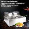 Double Tank Electric Fryer With Detachable Oil Filter Basket And Lid Stainless Steel Automatic Constant Temperature Fryer 2