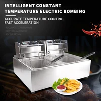 Double Tank Electric Fryer With Detachable Oil Filter Basket And Lid Stainless Steel Automatic Constant Temperature Fryer 2