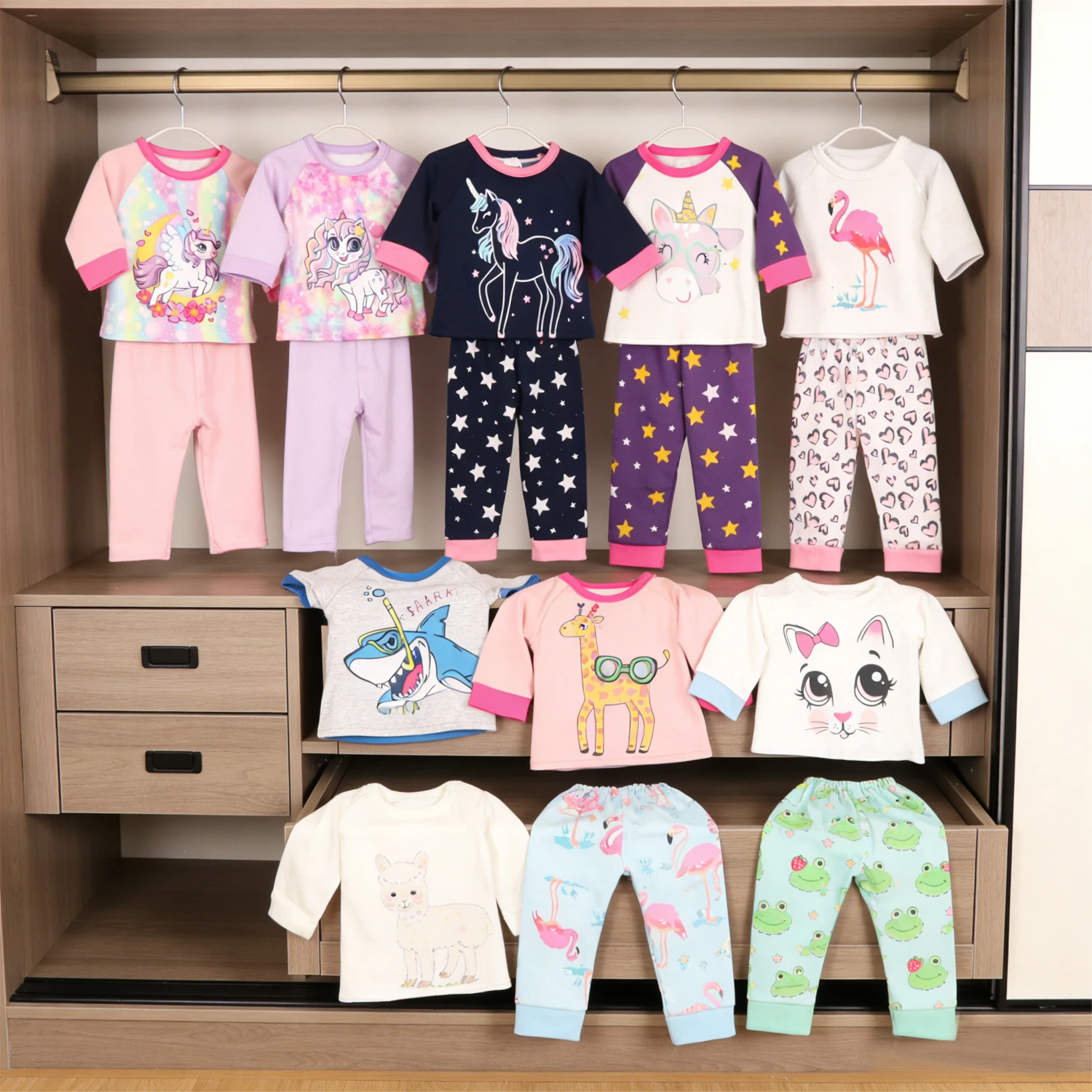 Unicorn & Shark Cartoon Pajama Set