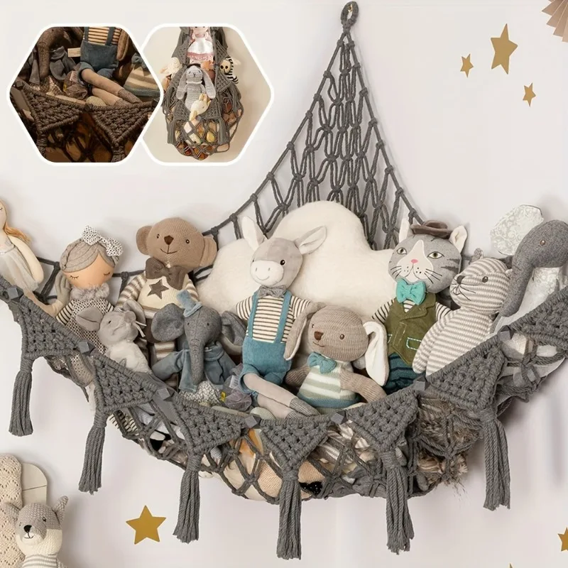 Stuffed Animal Toy Storage Hammock - Doll Stuff Animals Organizer Decorations - Cute Hanging Plushie Net Bedroom Room Decor - 5