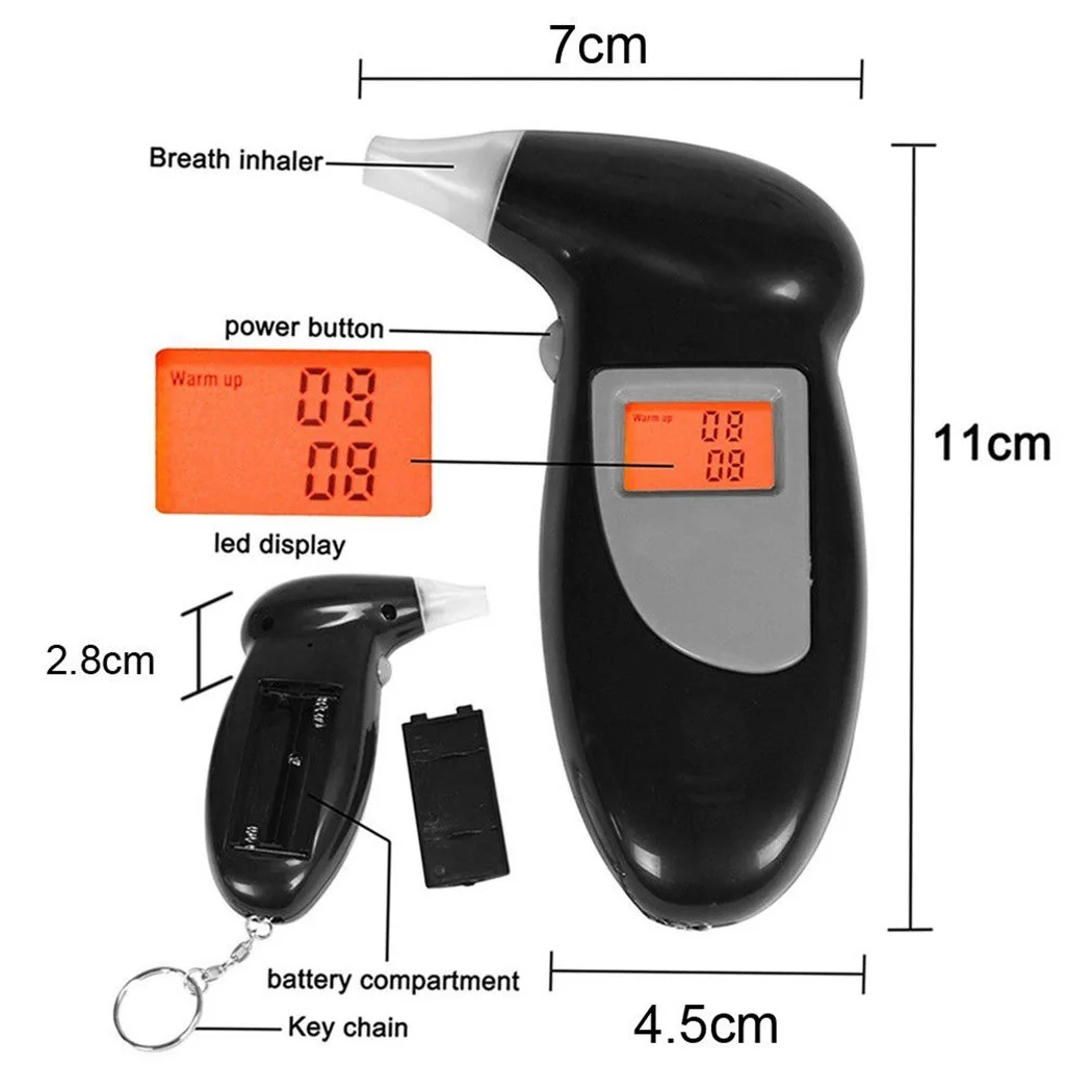 LED Display Alcohol Tester Automatic Backlight Light Professional Digital Breathalyzer Test Tools