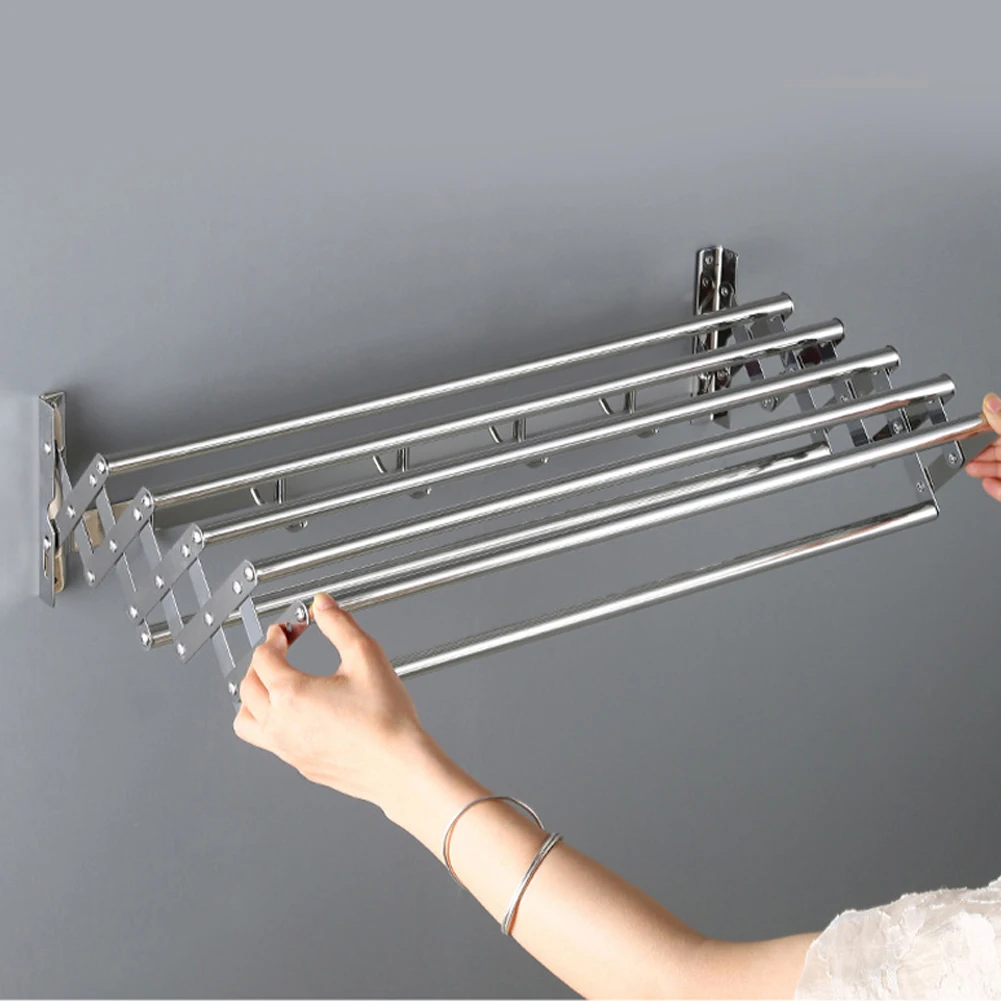 Wall Mounted Clothes Drying Rack Rustproof Retractable Collapsible Laundry Drying Rack Space-Saving Wall for Laundry