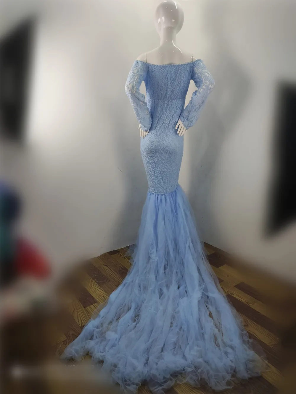 Elegence Maternity Photography Props Dresses Lace Mesh Long Pregnancy Dress For Pregnant Women Maxi Maternity Gown Photo Shoots (3)