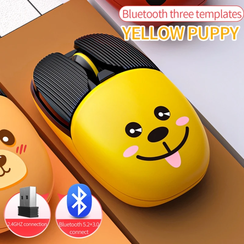 Wireless Bluetooth Mouse Cute Mouse Dual Mode Rechargeable Type-C Silent 2.4G USB Gaming Mute Mice for Laptop PC Girl Gift New 