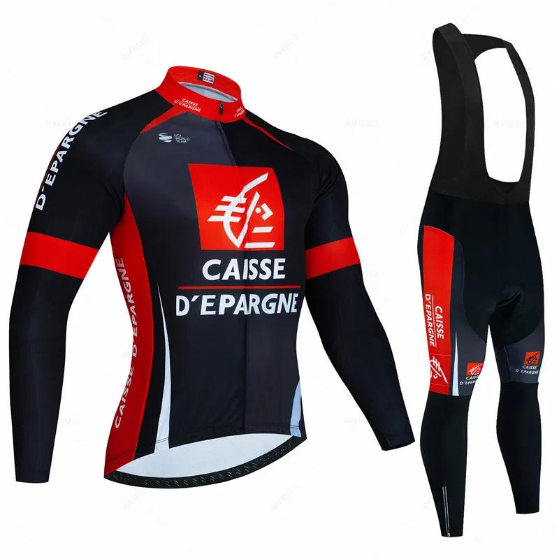 Caisse Men's Long-sleeved Spring and Autumn Cycling Clothing Shirts Comfortable Breathable Anti-UV Bicycle Jersey Set