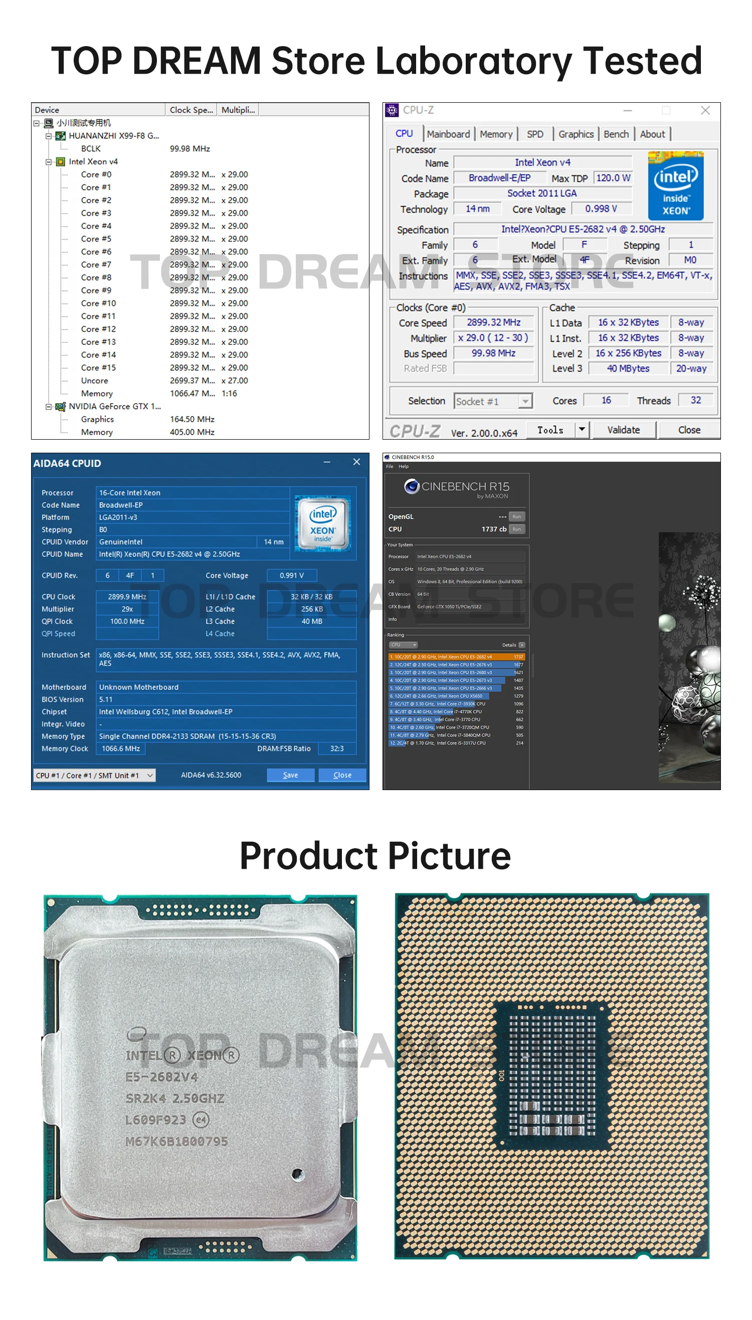 top cpu Intel Xeon Processor E5-2682 V4 E5 2682 V4 CPU 2.5GHZ LGA 2011-3 SR2K4 16 Core Desktop processor e5 2682V4 fastest cpu