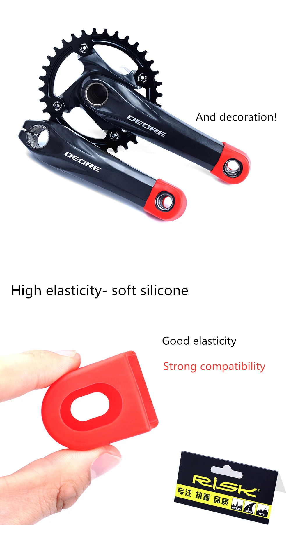 Risk 2pcs Silicone Bicycle Crank Arm Protector Cover Mountain Road Bike Universal Crankset Protective Caps MTB Cycling