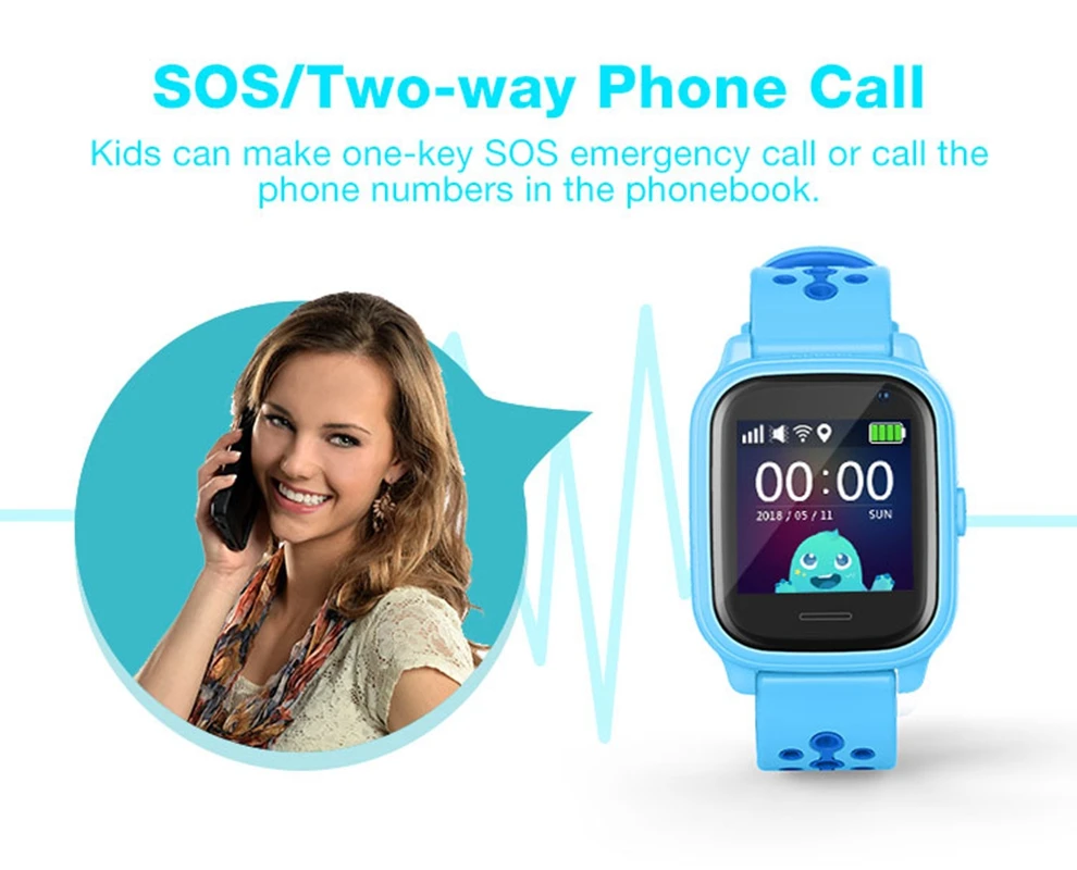 

Wonlex Smart Watch 2G Waterproof Children SOS Call Anti-lost Smartwatch KT04