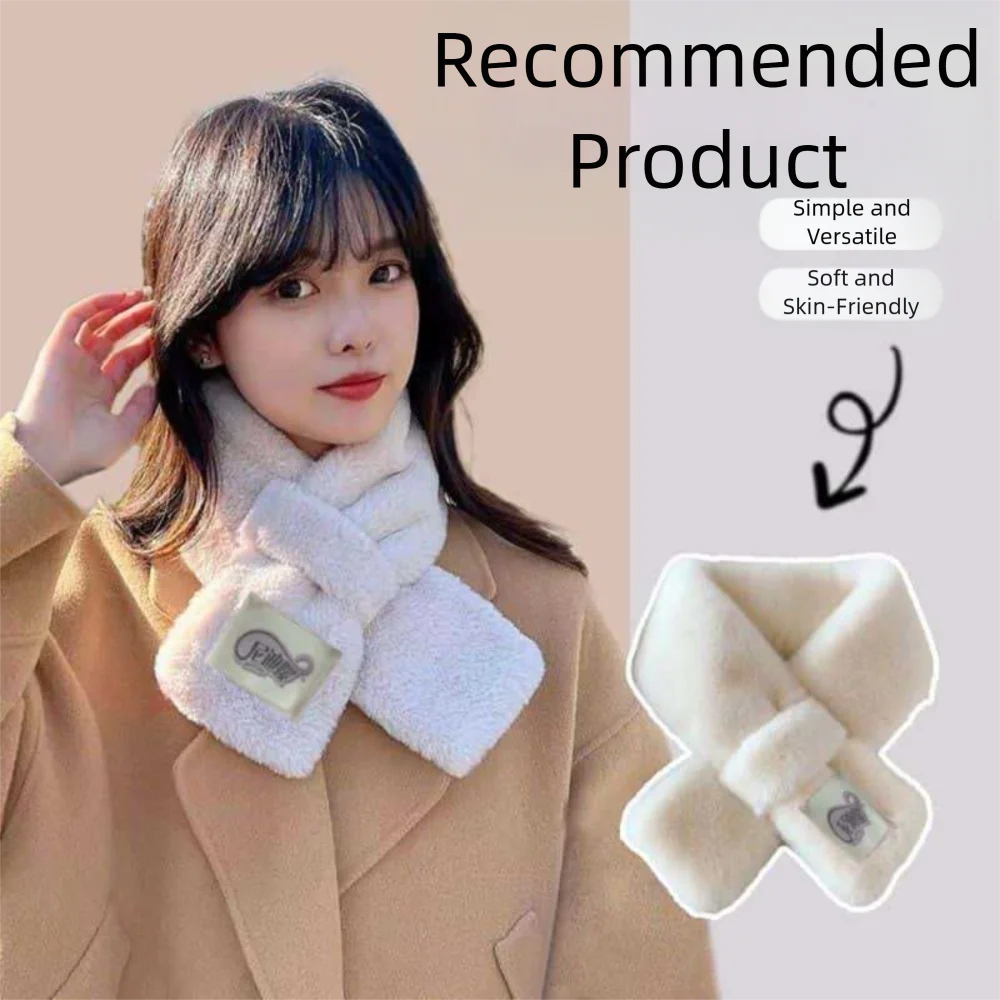 Warm Faux Fur Winter Scarf Soft Plush Shawl for Women