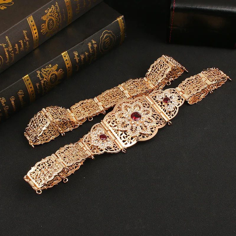 Moroccan Ladies Metal Waist Chain French Wedding Bridal Waist Chain Wedding Gift Arabian Robe Dress Body Band Gold Color bridal waistband bridal dress decoration