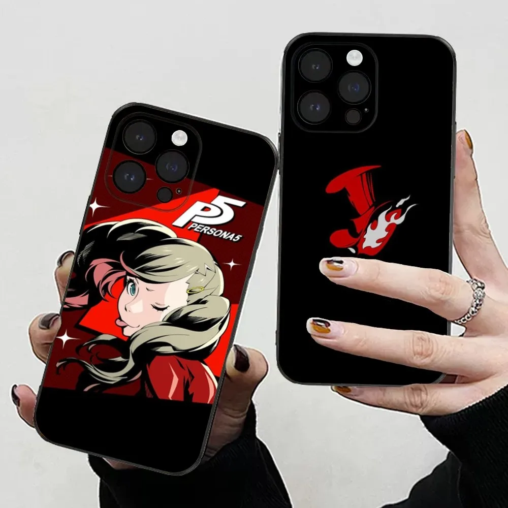 Custodia Per Telefono Game P5 P-Persona 5 Per Iphone 15,14,13,12,11 Plus,Pro,Max,Xr,Xs,X,7,8 Plus,Se,Mini Cover Nera Morbida