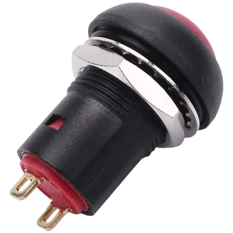 ELECT-3X 온-오프 래칭 방수 12Mm 푸시 버튼 스위치 SPST 2A IP67, 빨간색