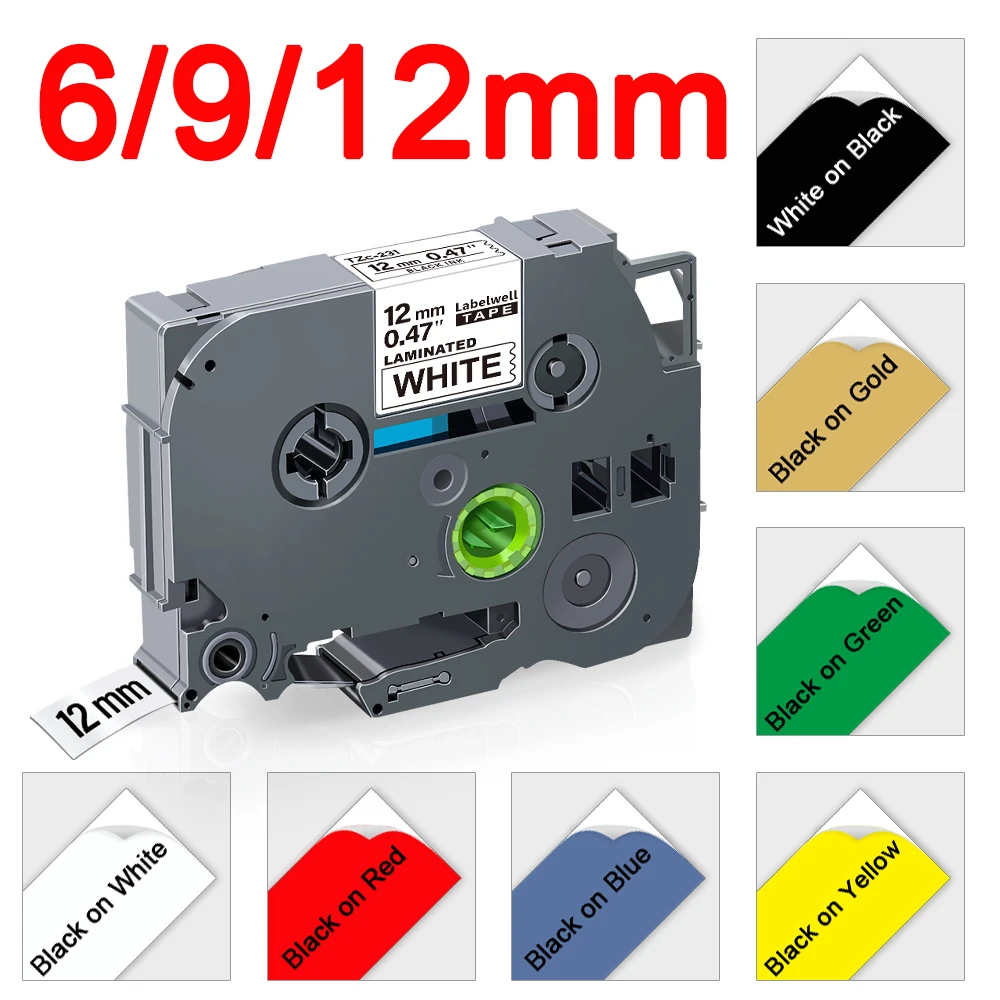 

1PCS Compatible for Brother 231 Tape 221 211 131 631 334 S231 Fx231 6/9/12mm Label Tape for Brother P touch PTH110 Label Maker