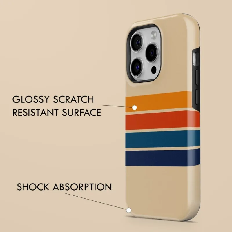 Retro Stripes Shockproof Magnetic Phone Case with Hard Acrylic Cover