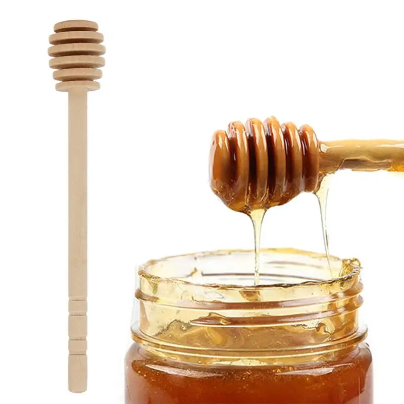 Honey Stir Bar Mixing Handle Jar Spoon Practical Wood Dipper Honey Long Stick Supplies Kitchen Tools wooden spoon glass honey dipper sticks