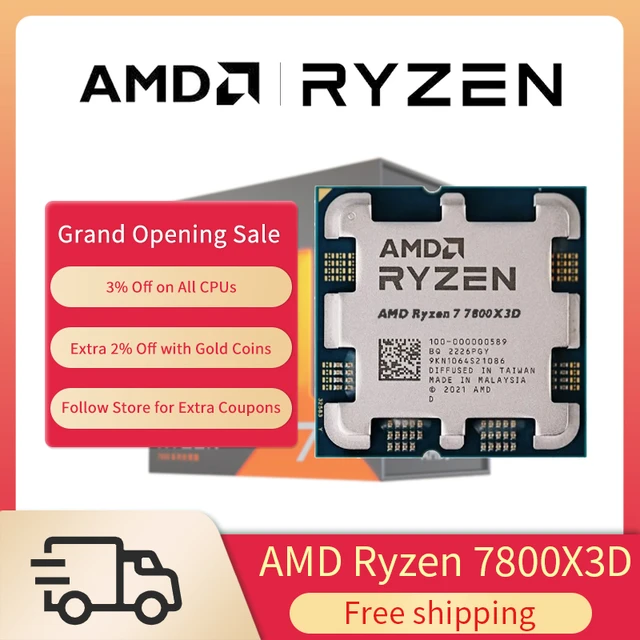 AMD R7 7800X3D Ryzen 7 7800X3D 5.0 GHz 8 Cores 16 Threads CPU 5NM L3=96M  100-100000910 Socket AM5 New Tray Without fan