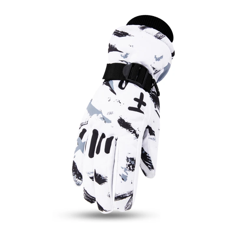 Winter Snowboard Ski Gloves Unisex PU Leather Non-slip Touch Screen Waterproof Motorcycle Cycling Fleece Warm Snow Sports Gloves 6