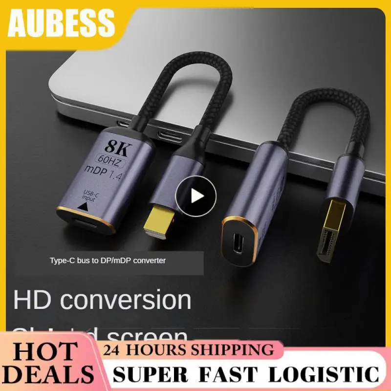 노트북 TV용 프리미엄 HDMI 호환 USB-C 비디오 어댑터, C타입 DP/미니 DP 변환기, 수-암, 8K 60Hz