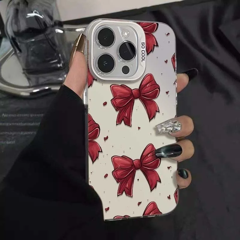 Acrylic Hard Matte Cover with Pink Stripe and Bow Design