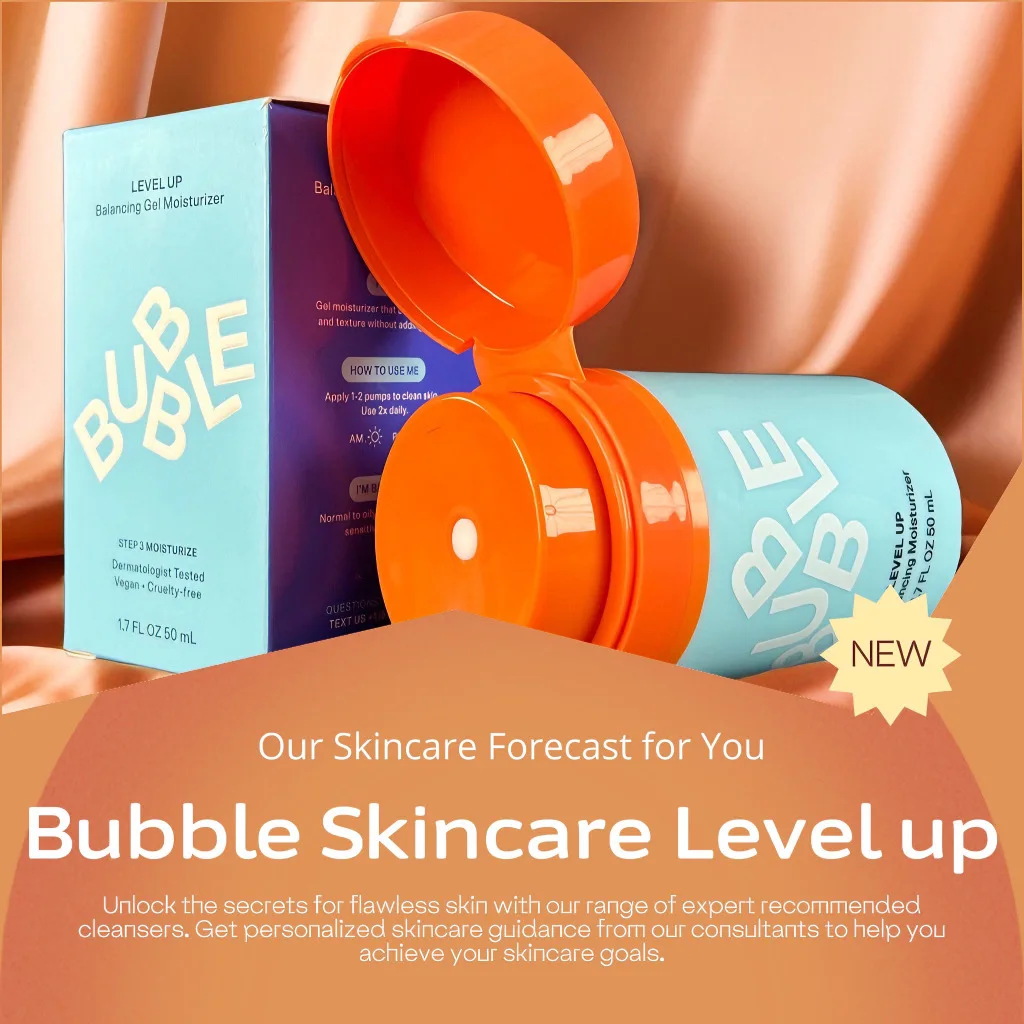 

Bubble Skincare Level Up Balancing Face Moisturizer - Hydrating Gel Moisturizer Formulated with Zinc PCA + Niacinamide