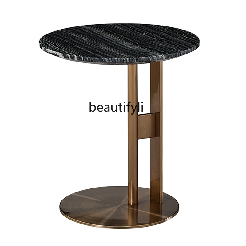 

Modern Light Luxury Sofa Side Table Italian Minimalist Marble Corner Table Creative Balcony Small Tea Table furniture