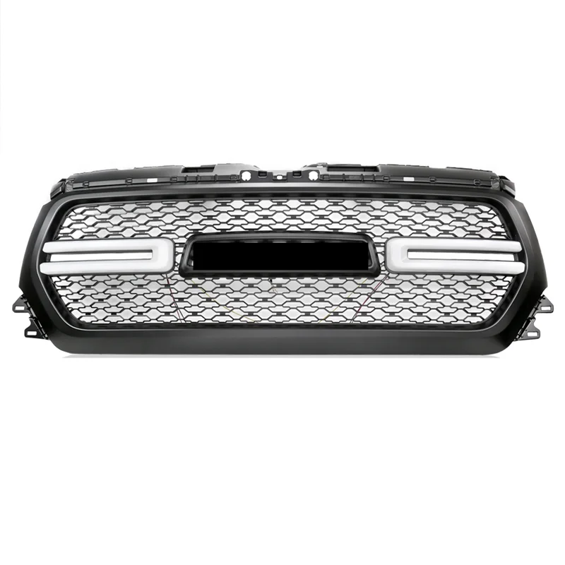 

Глянцевый черный/серебристый передний гриль для 2019 2020 Dodge Ram 1500, решетка с дымчатым фонарем