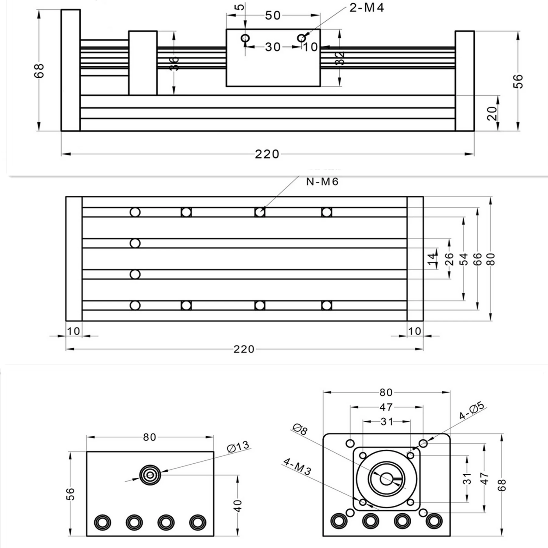 1610 bola parafuso do atuador impressora 3d xy 01
