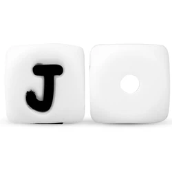 Set of 10 Silicone Alphabet Beads for Personalized Jewelry - BPA Free (J)