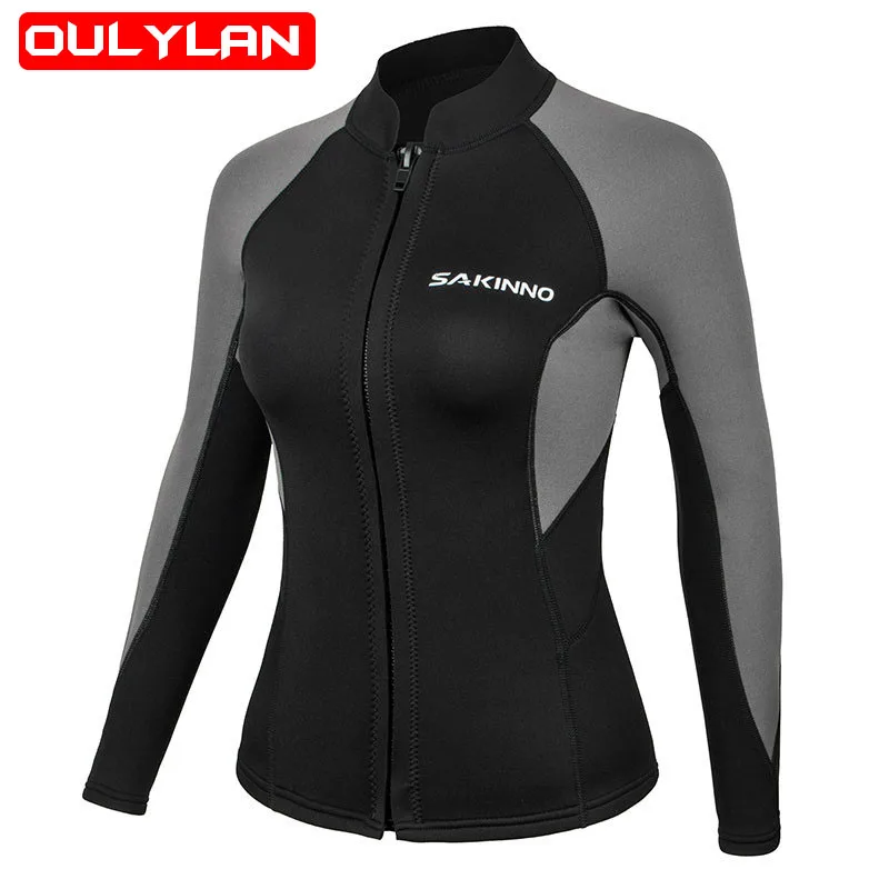 

New Women's Wetsuit Jacket 2mm Front Zipper Diving Suit for Surfing Snorkeling Dive Winter Swimming Suit Keep Warm