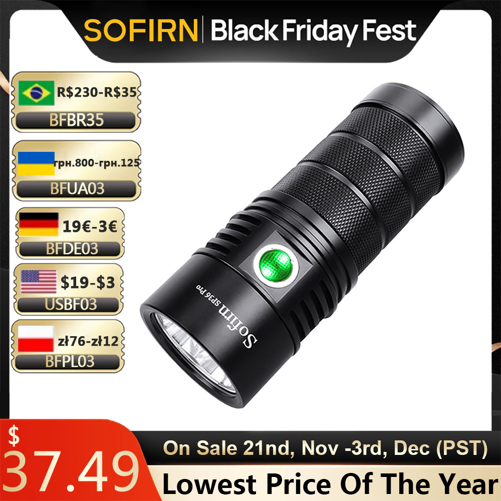 Sofirn SP36 Pro 8000lm Powerful LED Flashlight  4*SST40 USB C Rechargeable 18650 Torch
