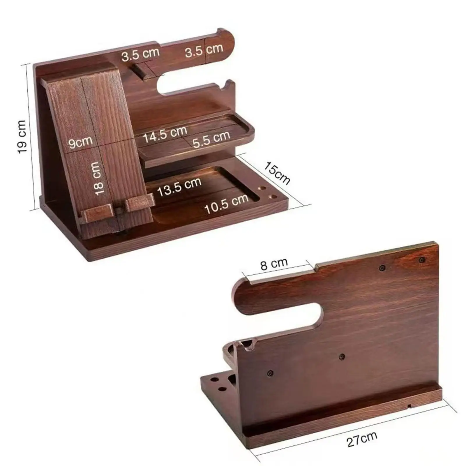 Wood Phone Docking Station Travel NightStand Organizer for Him Dad Men