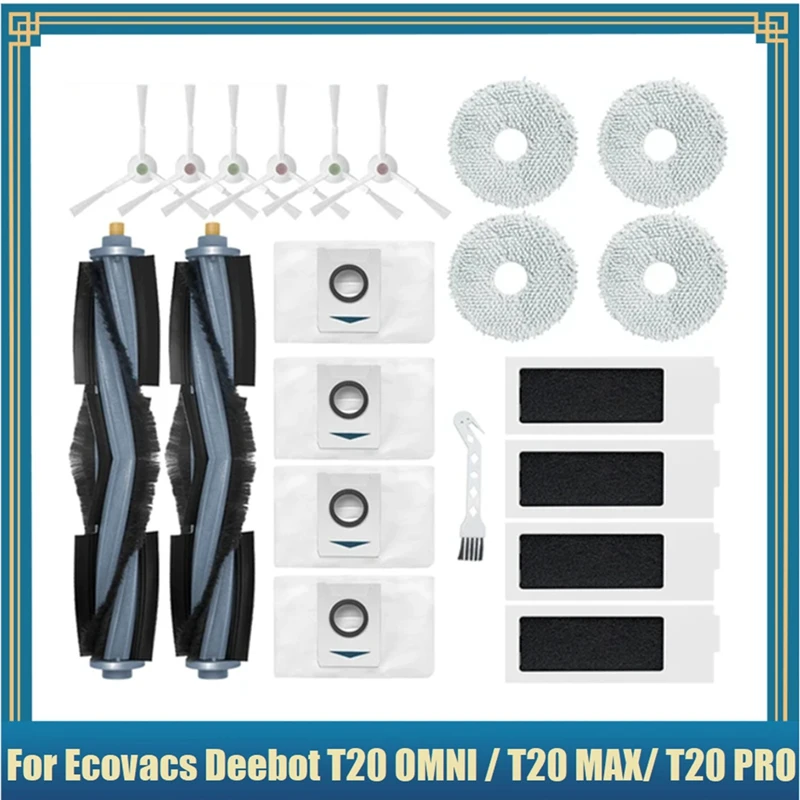 

Аксессуары для пылесоса Ecovacs Deebot T20 / T20 Max / T20 Pro, основная боковая щетка для швабры, тканевый мешок для фильтра и пыли, 21 шт.