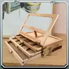 Premium Wood Desk Table Easel - Handcrafted Beechwood Desktop Easel & Wooden Art Tabletop Box For Drawing, Painting For Storage 1