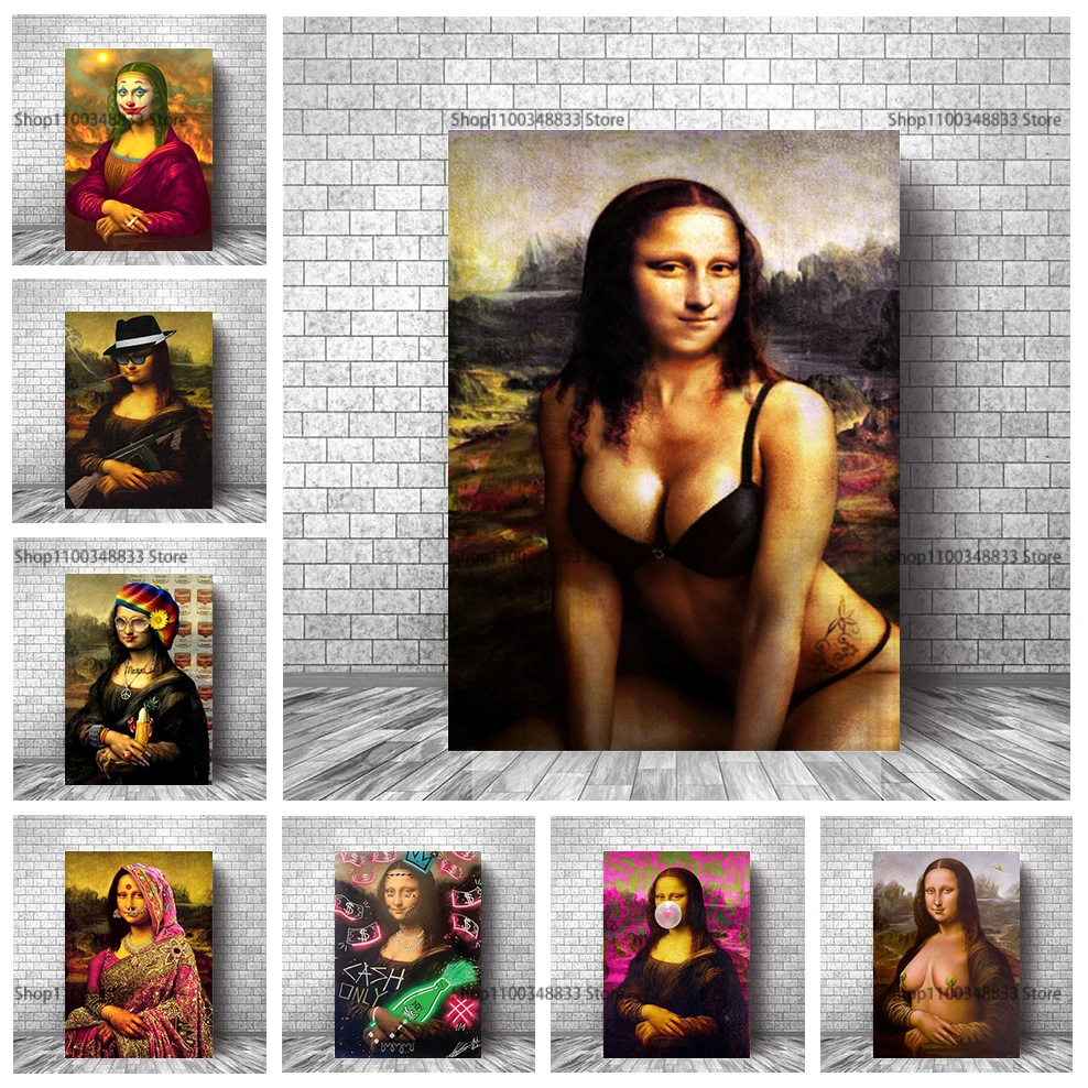 Bunny wall art nordic posters and prints animal brown rabbit canvas painting nursery wall picture home decor for baby kids room 9 Abstract Funny Pop Mona Lisa Series Portrait Print Canvas Painting HD Wall Art Pictures Gallery Hotel Bedroom Bar Home Decor