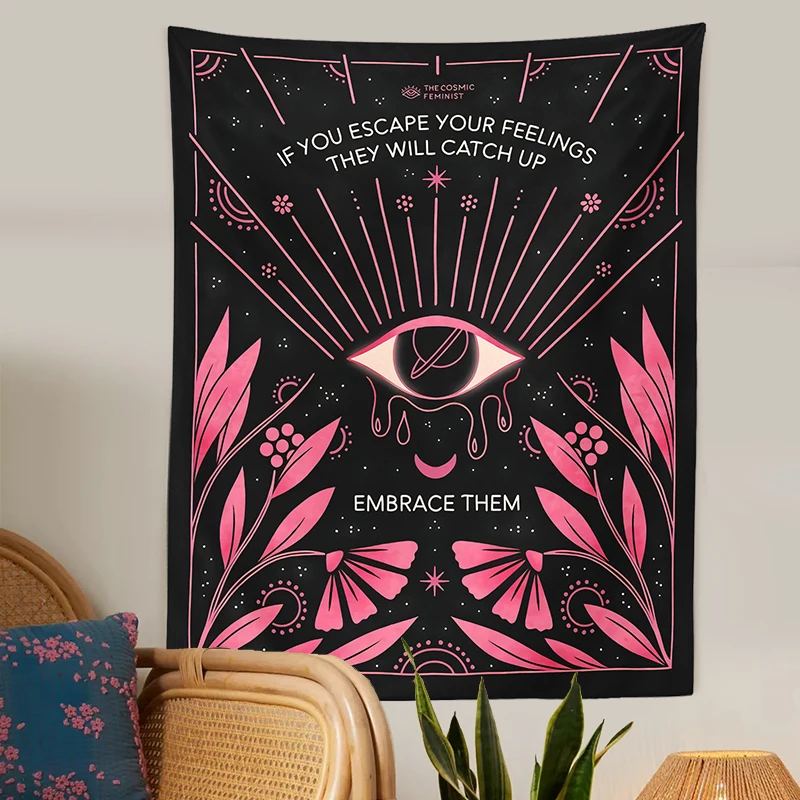 Botanical eye Tapestry Wall Hanging Simplicity Bohemia Tapestries Psychedelic Home Decor leaf poster Home Decor INS Trippy print tapestry decorations