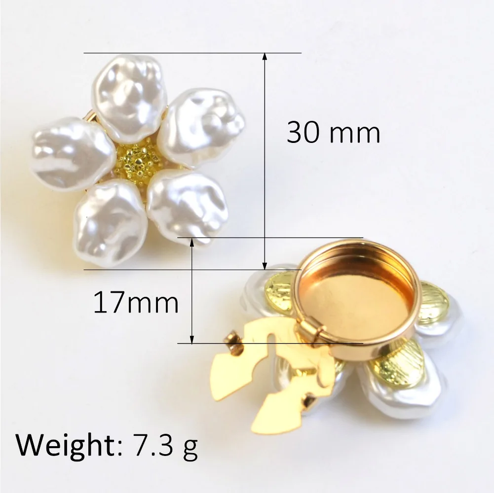 Fashion Alloy Pearl Button Covers - Flower Design