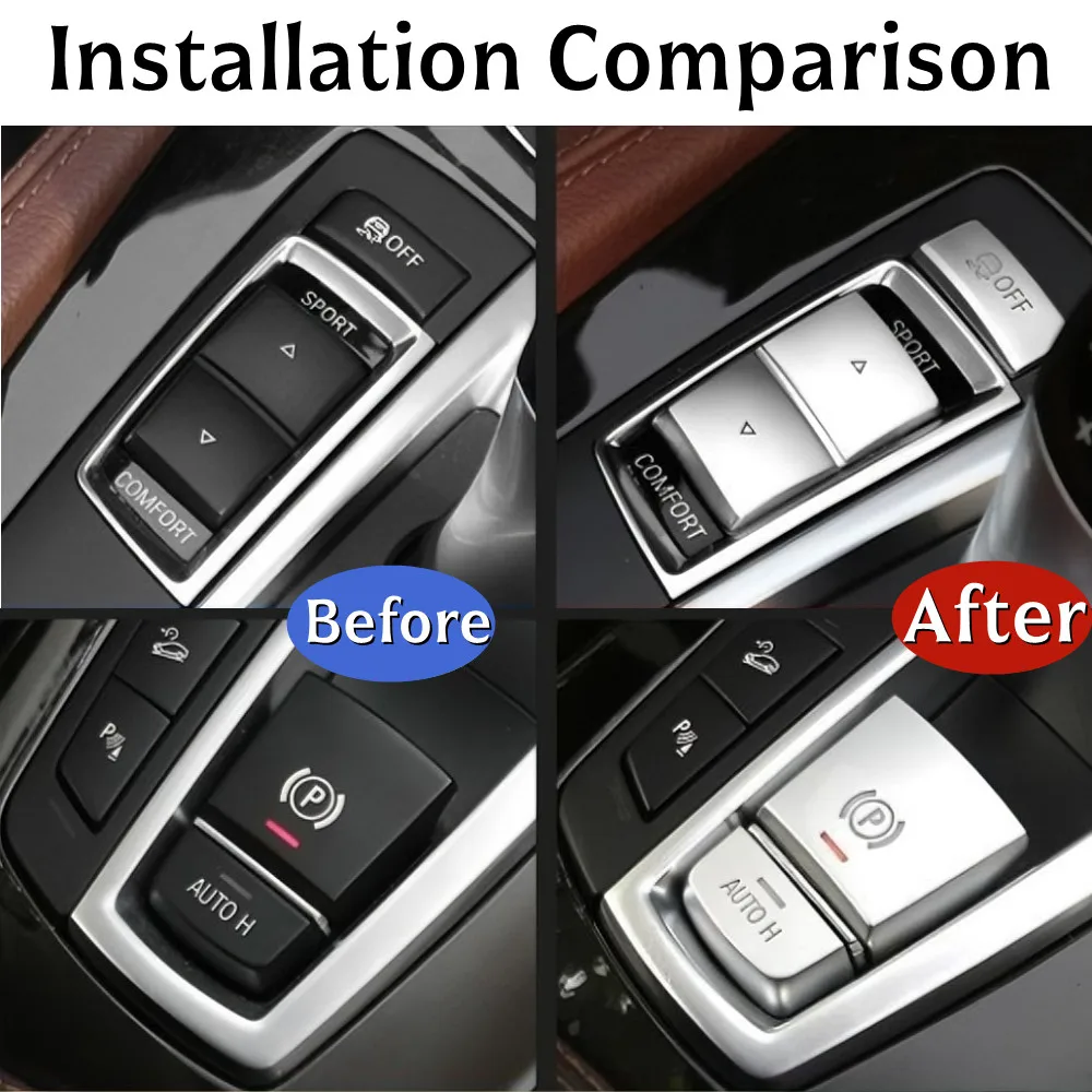 BMW 5 6 7 시리즈 X3 X4 F10 F07 F13 F01 F15 F16 F25 F26용 자동차 핸드브레이크 기어 변속 패널 측면 스위치 P 버튼 커버 트림 데칼