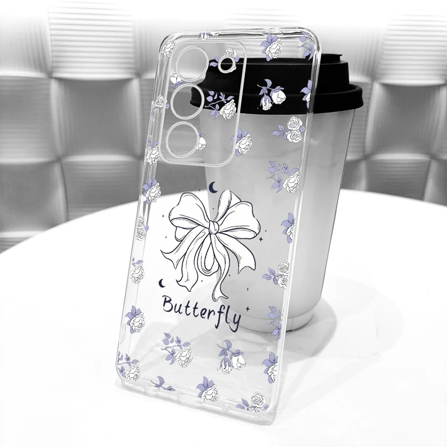 Floral Bow Bumper Soft Silicone Clear Phone Case Cover