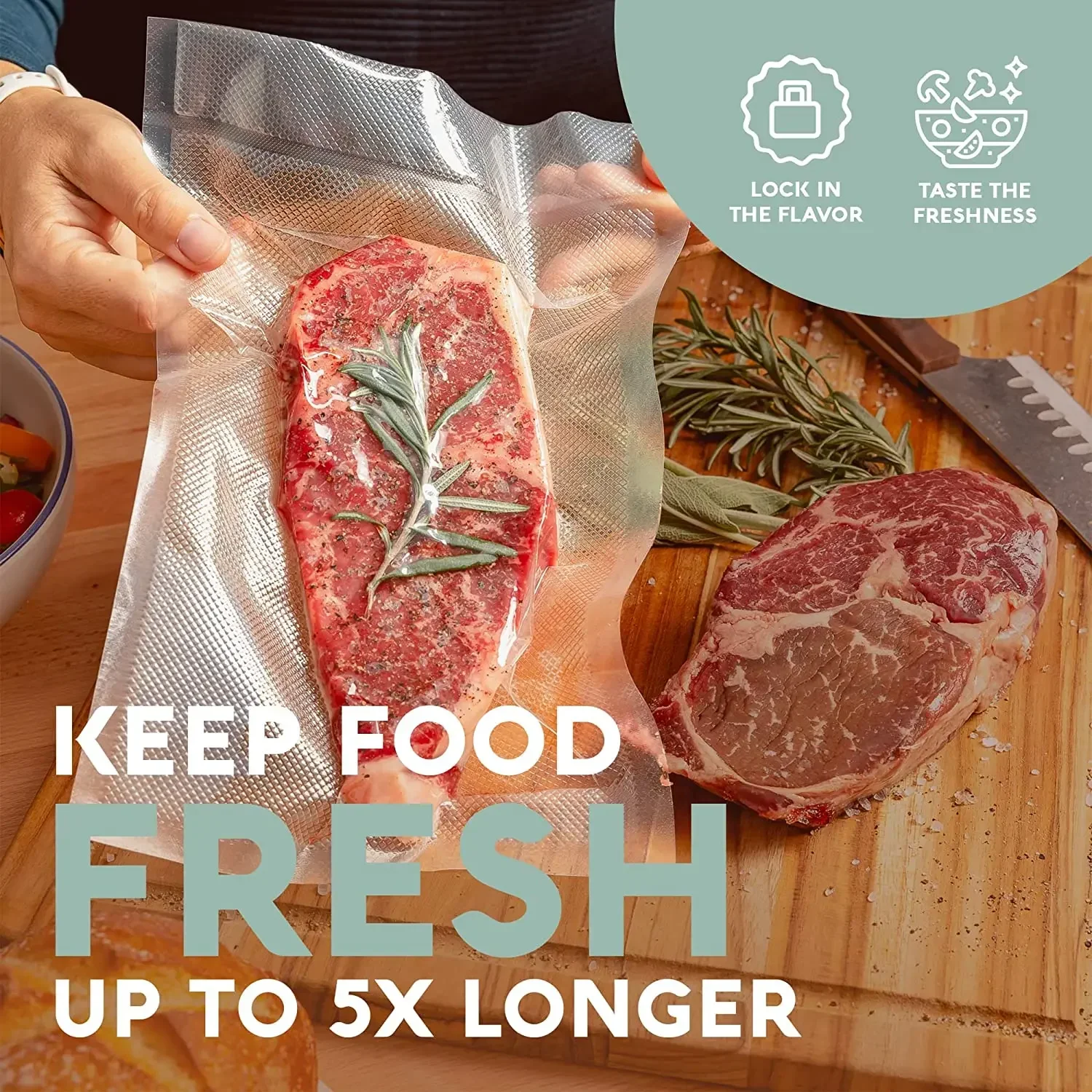 Description Picture 5 of item100pcs Kitchen Food Vacuum Sealer Bag Sous Vide Food Saver Storage Vacuum Packaging Bags Kitchen Accessories BPA-Free