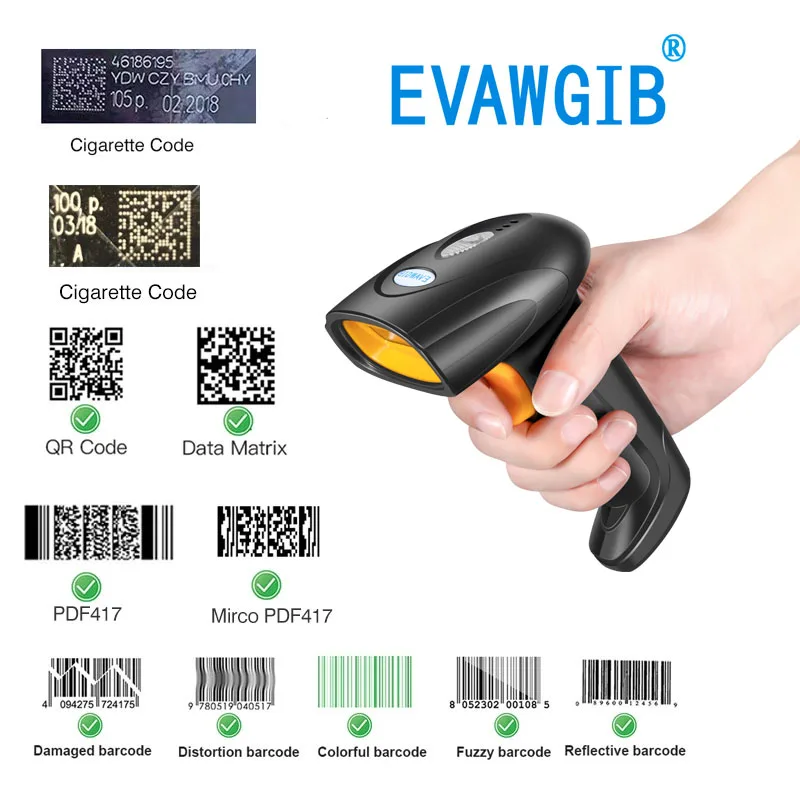 Spedizione Gratuita Wireless 2D Cmos Scanner Di Codici A Barre Ev-W208 2.4Ghz Lettore Di Codici A Barre Lettore Di Codici A Barre Qr Pdf417 Per Ios An