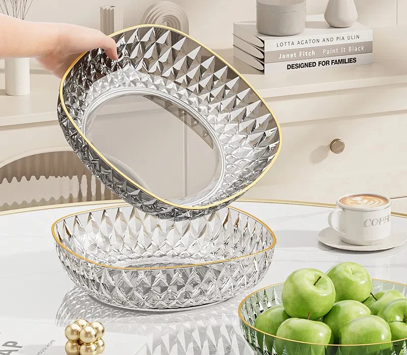 Multifunctional Fruit Plate Clear Plastic Fruit Bowl For Kitchen Party Snack Fruit Tray Kitchen Tableware Luxury Nut Snack Plate